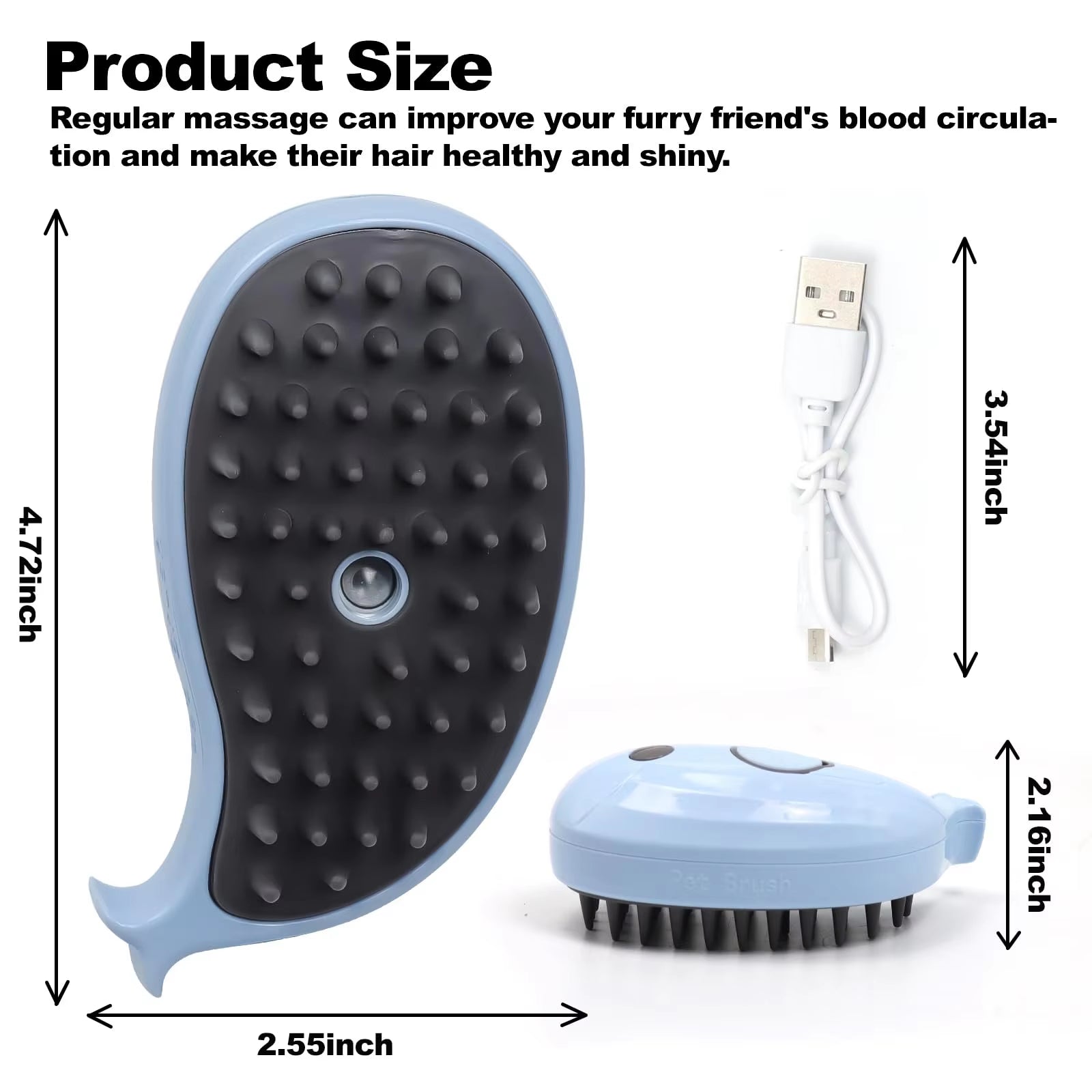 Cat Shed Steam Brush, Grooming Brush with Steam, Rechargeable Steam Pet Brush for Dogs and Cats, Steaming Cat Brush 3 in 1,