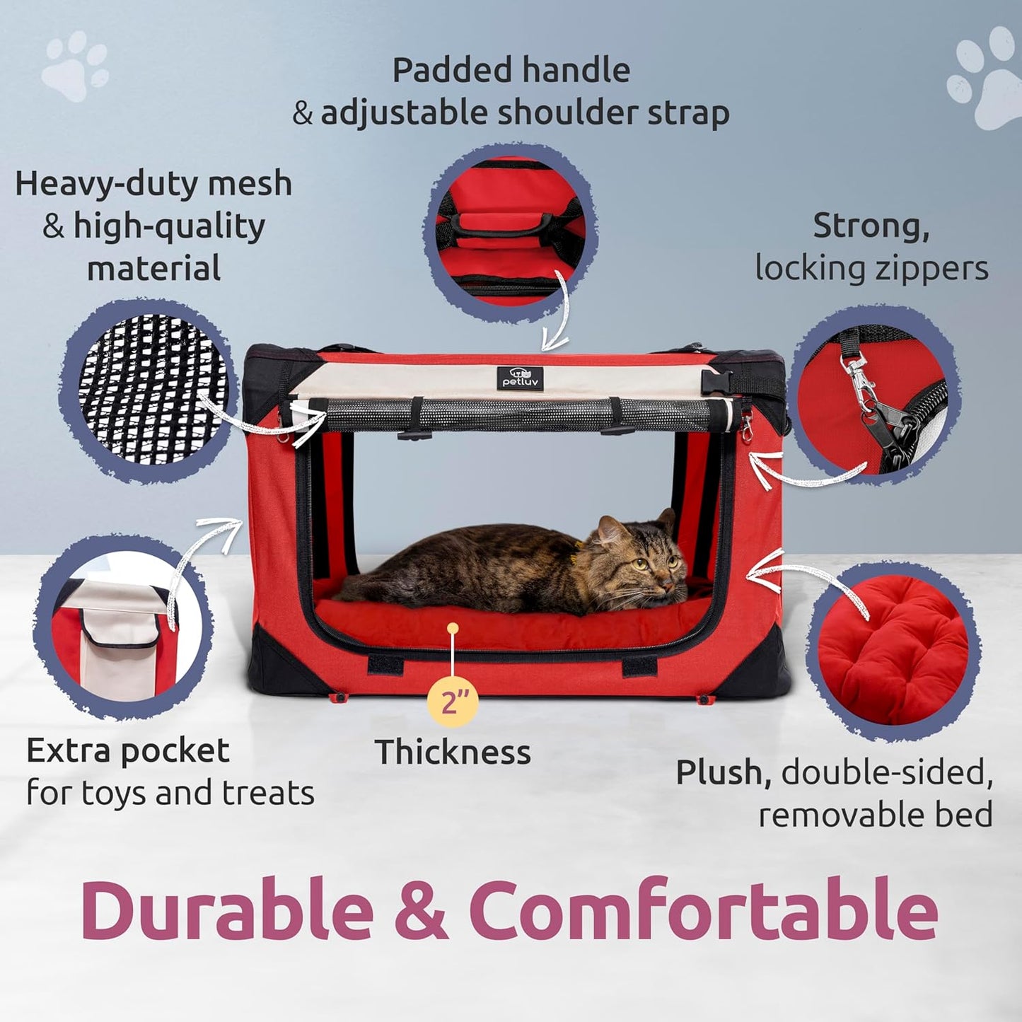 -Happy Cat Premium Cat Carrier Soft Sided Foldable Top & Side Loading Pet Crate & Carrier Locking Zippers Shoulder Straps Seat Belt Lock Plush Pillow…