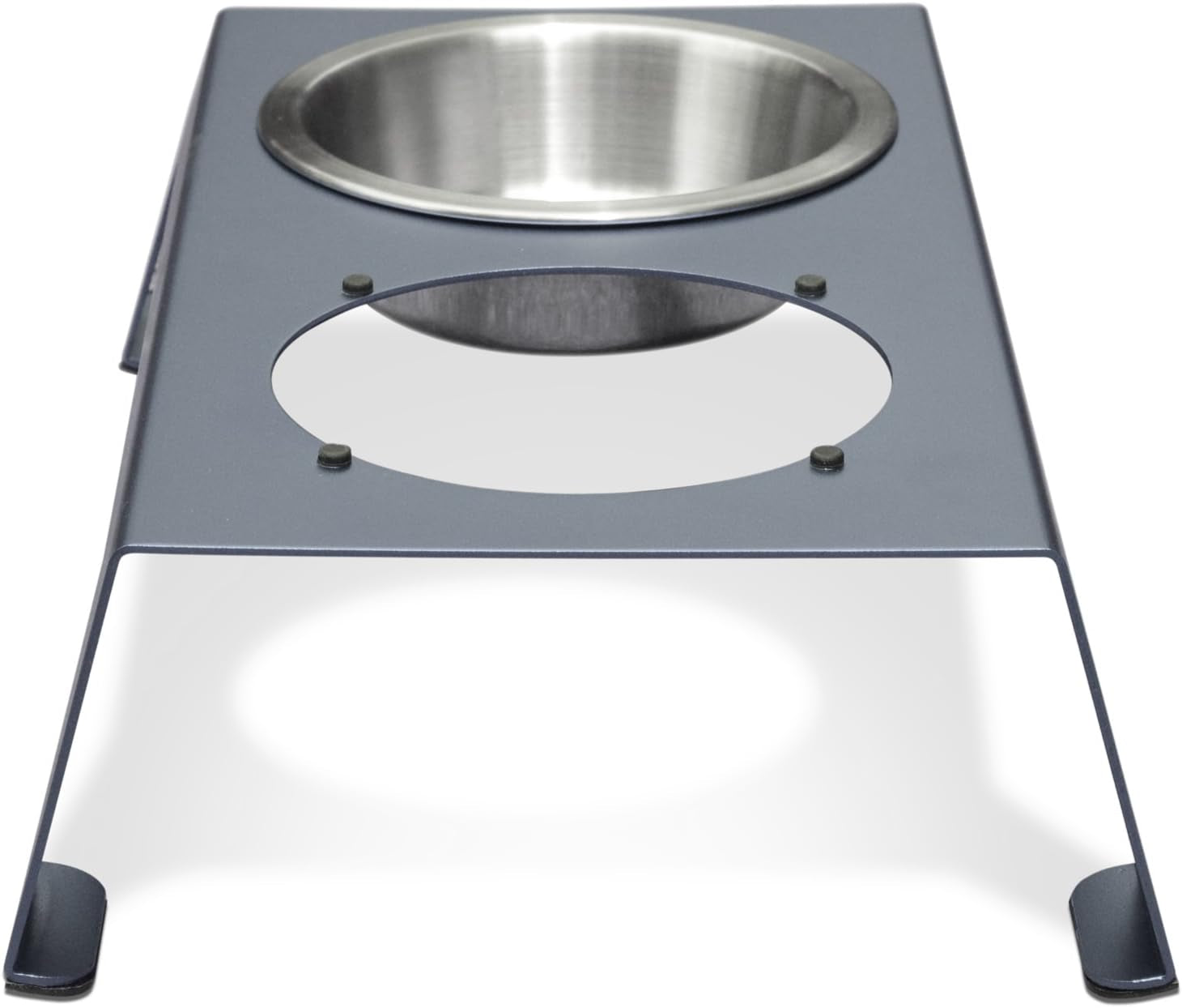 Elevated Dog Bowls, Cat Bowls -- Premium Anodized Aluminum Feeder (Short 4"). Us Food Grade Stainless Steel Raised Bowls,Metallic Gray