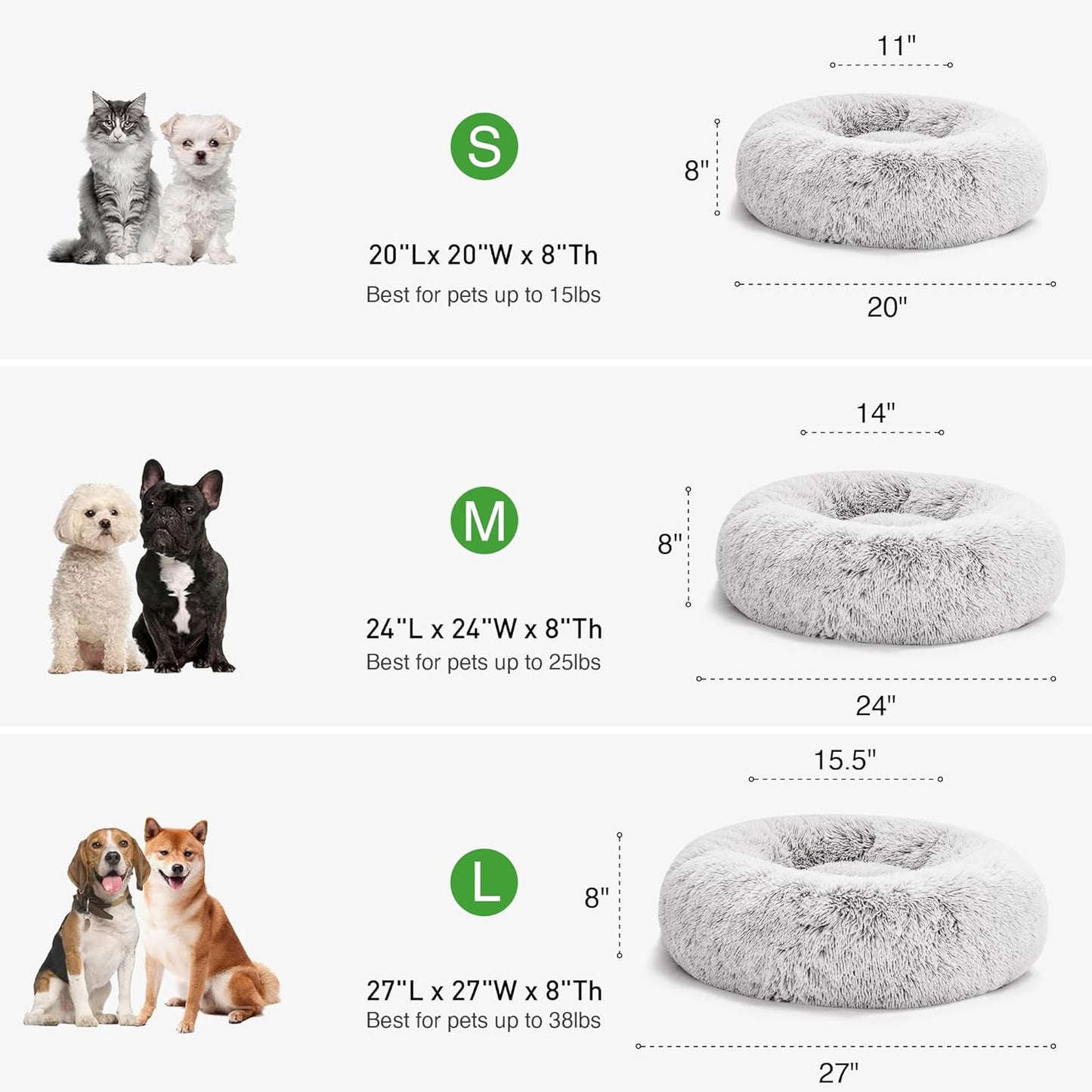 Cat Beds for Indoor Cats - Cat Bed with Machine Washable, Waterproof Bottom - Fluffy Dog and Cat Calming Cushion Bed for Joint-Relief and Sleep Improvement