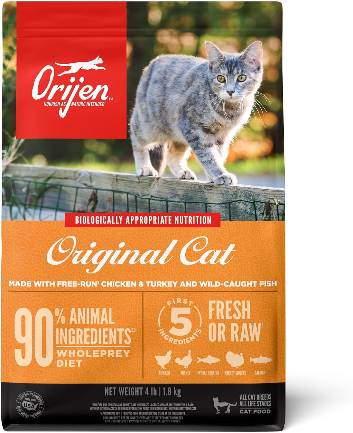 ® Dry Original Cat Food Premium, High Protein, Fresh & Raw Animal Ingredients, 4Lb