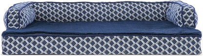 Pet Bed for Dogs and Cats - Plush and Decor Comfy Couch Sofa-Style Egg Crate Orthopedic Dog Bed, Removable Machine Washable Cover - Diamond Blue, Medium