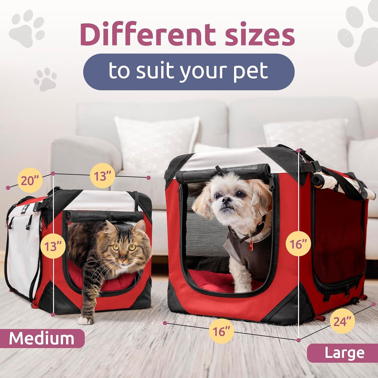 -Happy Cat Premium Cat Carrier Soft Sided Foldable Top & Side Loading Pet Crate & Carrier Locking Zippers Shoulder Straps Seat Belt Lock Plush Pillow…